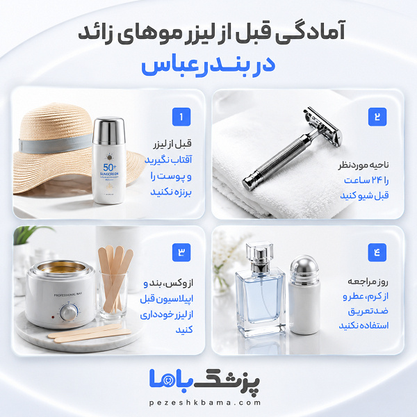 آمادگی قبل از لیزر موهای زائد در بندرعباس
