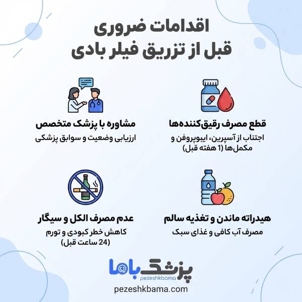 اقدامات ضروری قبل از تزریق فیلر بادی