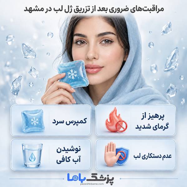 مراقبتهای ضروری بعد از تزریق ژل لب در مشهد