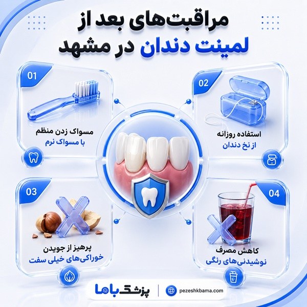 مراقبتهای بعد از لمینت دندان در مشهد