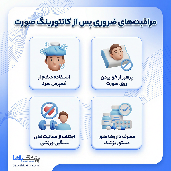 مراقبت های ضروری پس از کانتورینگ صورت