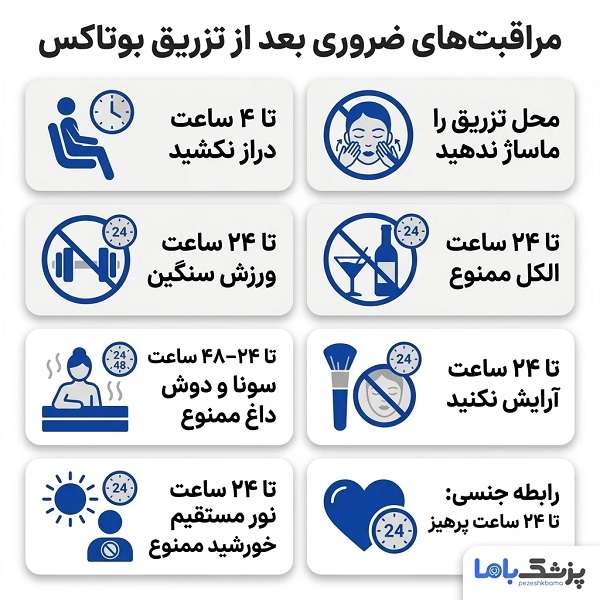 مراقبتهای ضروری بعد از تزریق بوتاکس