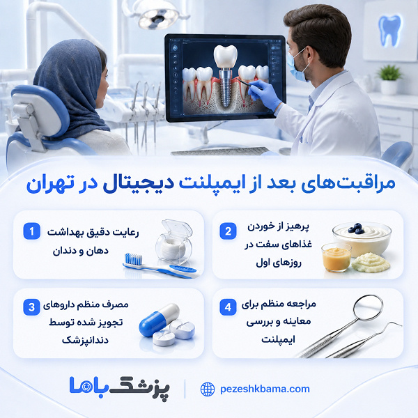 مراقبتهای بعد از ایمپلنت دیجیتال در تهران