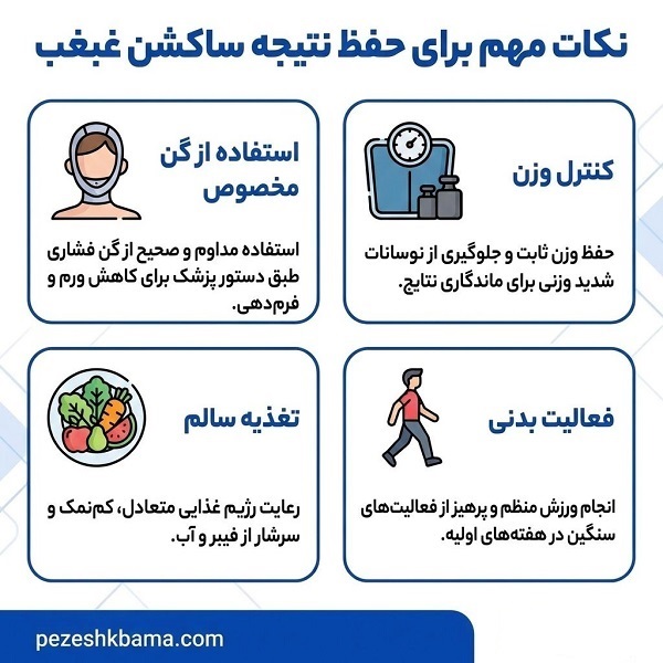 نکات مهم برای حفظ نتایج ساکشن غبغب