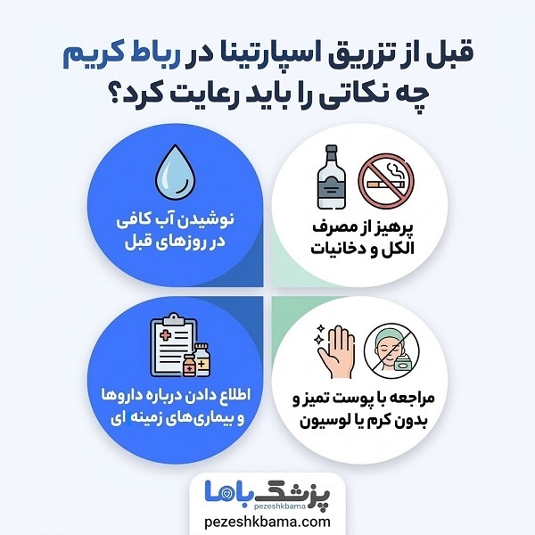 قبل از تزریق اسپارتینا در رباط کریم چه نکاتی را باید رعایت کرد؟