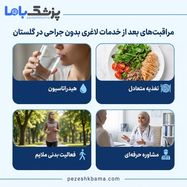 مراقبت های بعد از خدمات لاغری بدون جراحی در گلستان