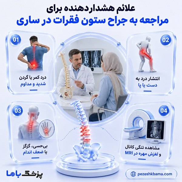 علائم هشداردهنده برای مراجعه به جراح ستون فقرات در ساری