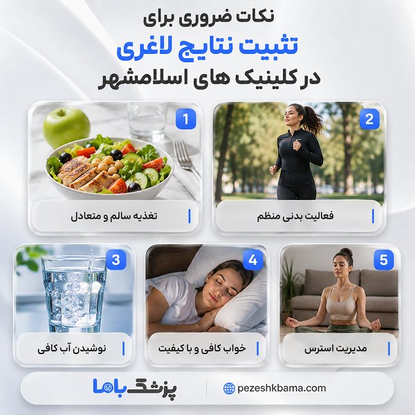 نکات ضروری برای تثبیت نتایج لاغری در کلینیک های اسلامشهر